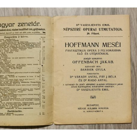 Hoffmann meséi - Fantasztikus opera 3 felvonásban 