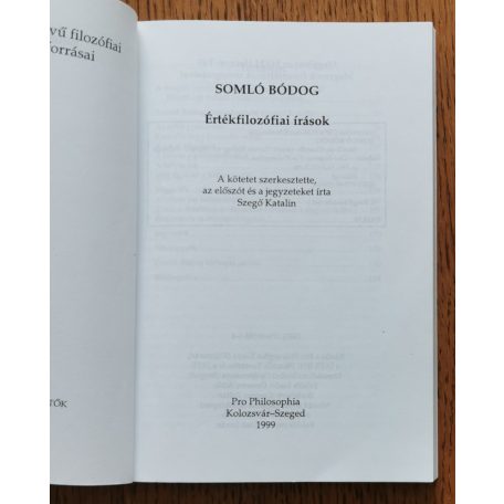 Somló Bódog: Értékfilozófiai írások