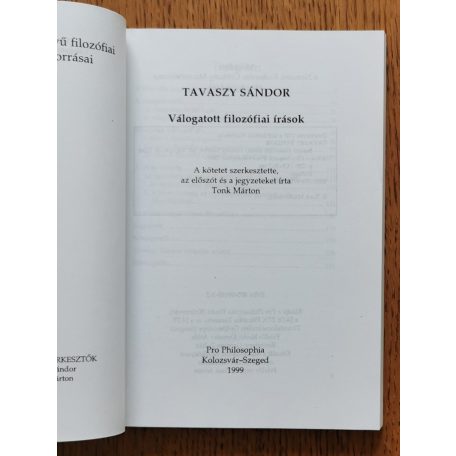 Tavaszy Sándor: Válogatott filozófiai írások