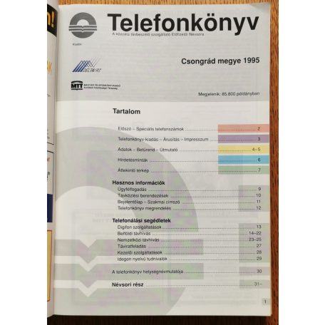Telefonkönyv - Csongrád megye 1995 (benne: Arany Oldalak Csongrád megye 1994/95.)