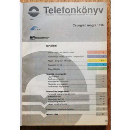 Telefonkönyv - Csongrád megye 1996 (benne: Arany Oldalak Csongrád megye 1995/96.)