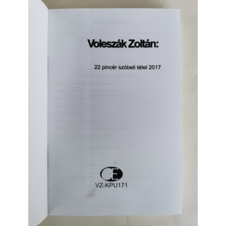 Voleszák Zoltán: 22 pincér szóbeli tétel 2017