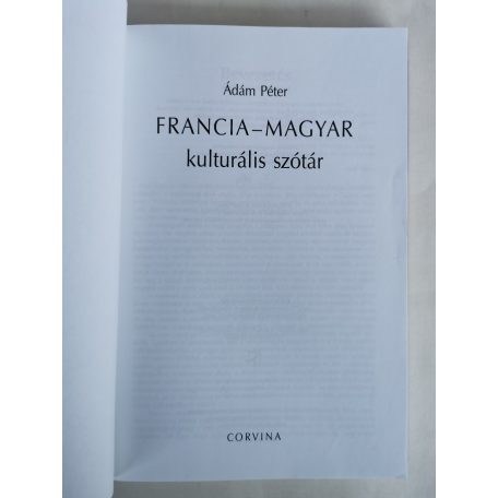 Ádám Péter: Francia-magyar kulturális szótár