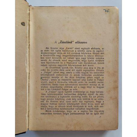 Koszter atya [Koszterszitz József]: Fulgur. - Ifjúsági regény. Márton Lajos rajzaival (első kiadás!)