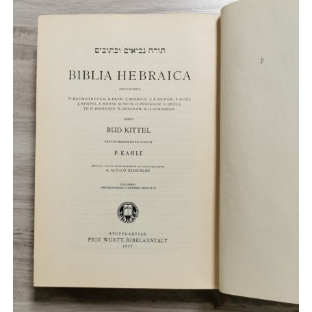 Rudolf Kittel: Biblia Hebraica I-II. (Stuttgart 1945)