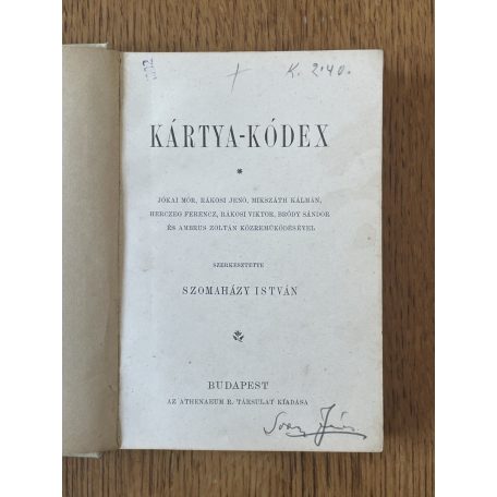  Szomaházy István (szerk.): Kártya-kódex (Első kiadás!)