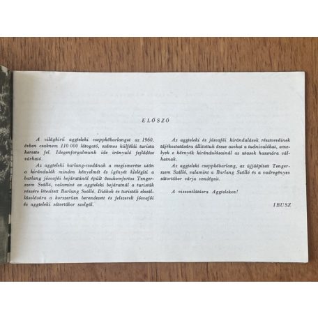 "Üdüljön Aggtelek és Jósvafő szállodáiban" - IBUSZ prospektus