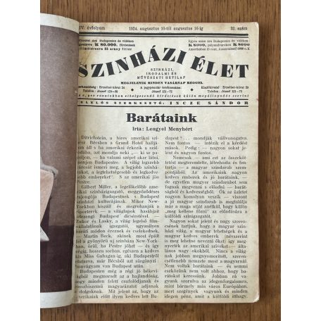 Incze Sándor (szerk.): Szinházi Élet 1924/32.