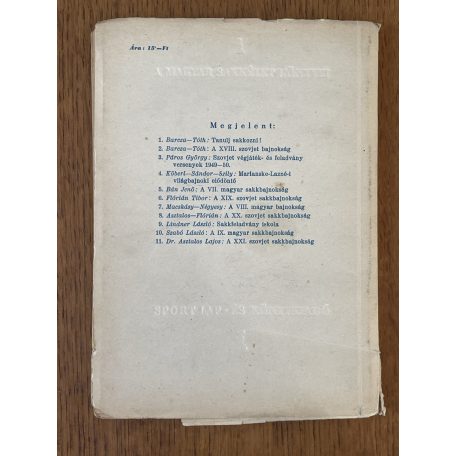 Bán Jenő - Pogáts József: A X. magyar sakkbajnokság  (A Magyar Sakkélet Könyvei 12.)