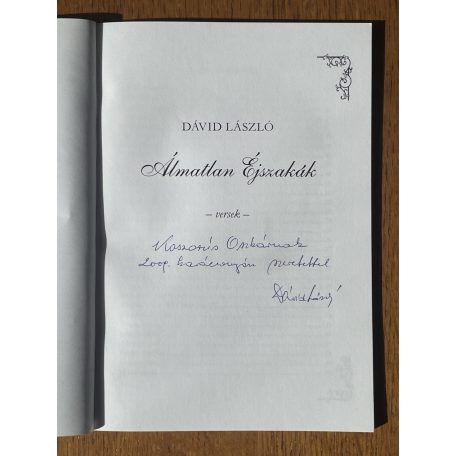 Dávid László: Álmatlan éjszakák (Dedikált)