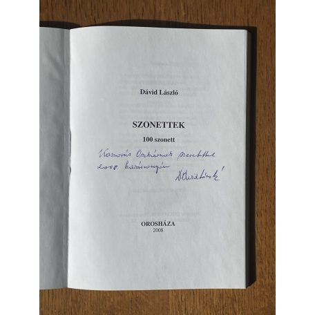 Dávid László: Szonettek (Dedikált)