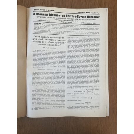 A Magyar Mérnök- és Építész-Egylet közlönye 1942 + egyéb beszámolók, előadások (hiányos, egybekötve)
