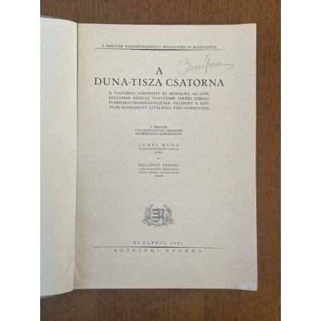 Lampl Hugó - Hallósy Ferenc (szerk.): A Duna-Tisza csatorna
