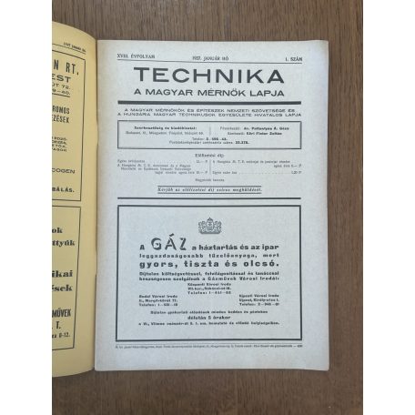 Technika XVIII. évf. 1. és 6-10. sz. (1937)