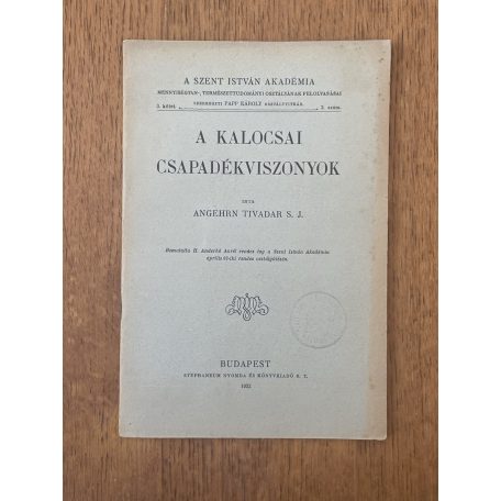  Angehrn Tivadar: A kalocsai csapadékviszonyok